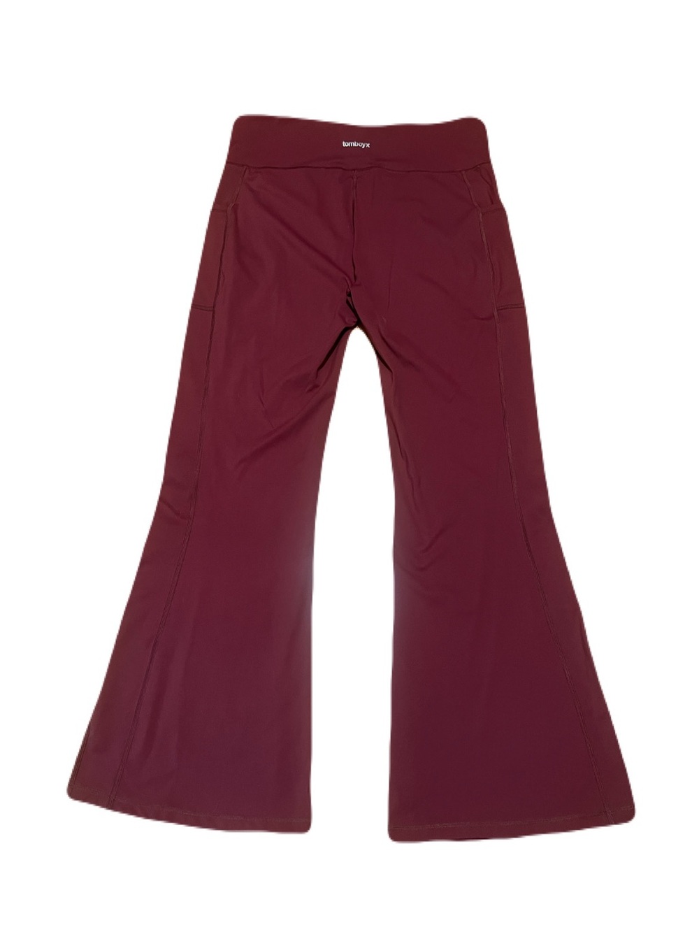 TomboyX Curvy High-Rise Pocket Flare Leggings in Burnt Red, Plus size 4X
